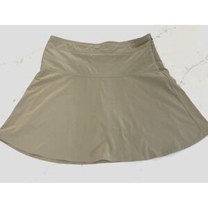 Athleta Everday Skort Skirt Womens 14 Tan Side Zip Stretch Rear Zip Pocket UPF